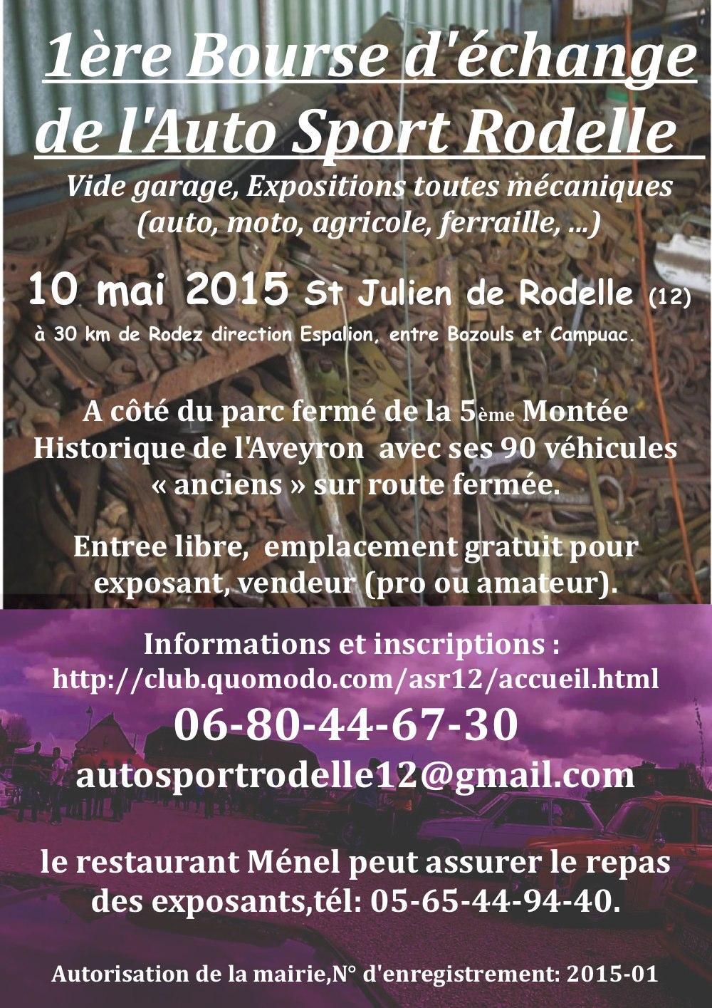 Affiche - Bourse d'échange 2015 - Auto Sport Rodelle