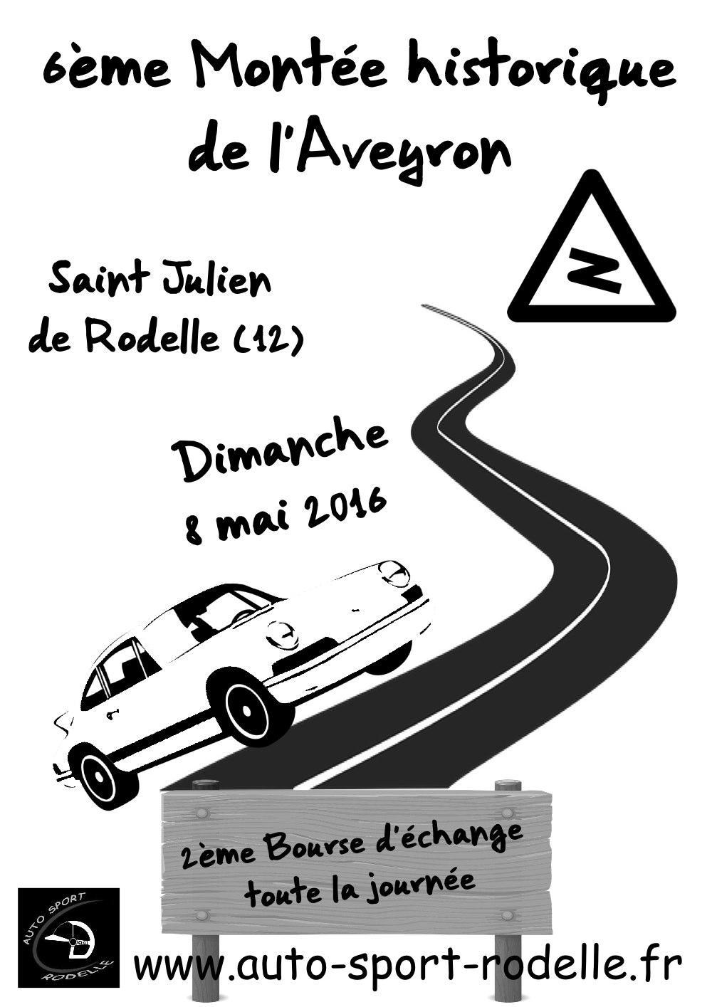 Affiche - Montée Historique de l'Aveyron 2016 - Auto Sport Rodelle